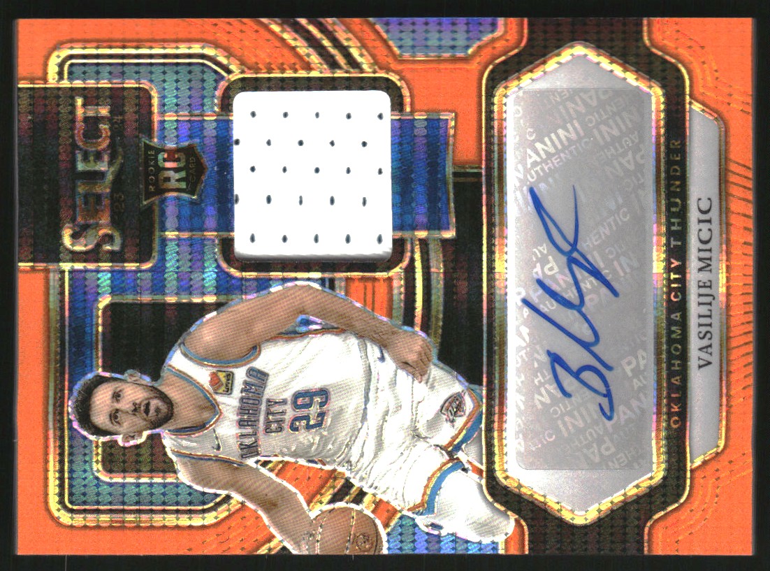 2023-24 Select Rookie Jersey Autographs Neon Orange Pulsar Prizms FOTL #34 Vasilije Micic
