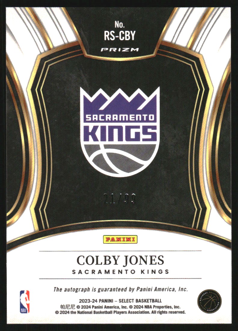 2023-24 Select Rookie Signatures Red Prizms #6 Colby Jones