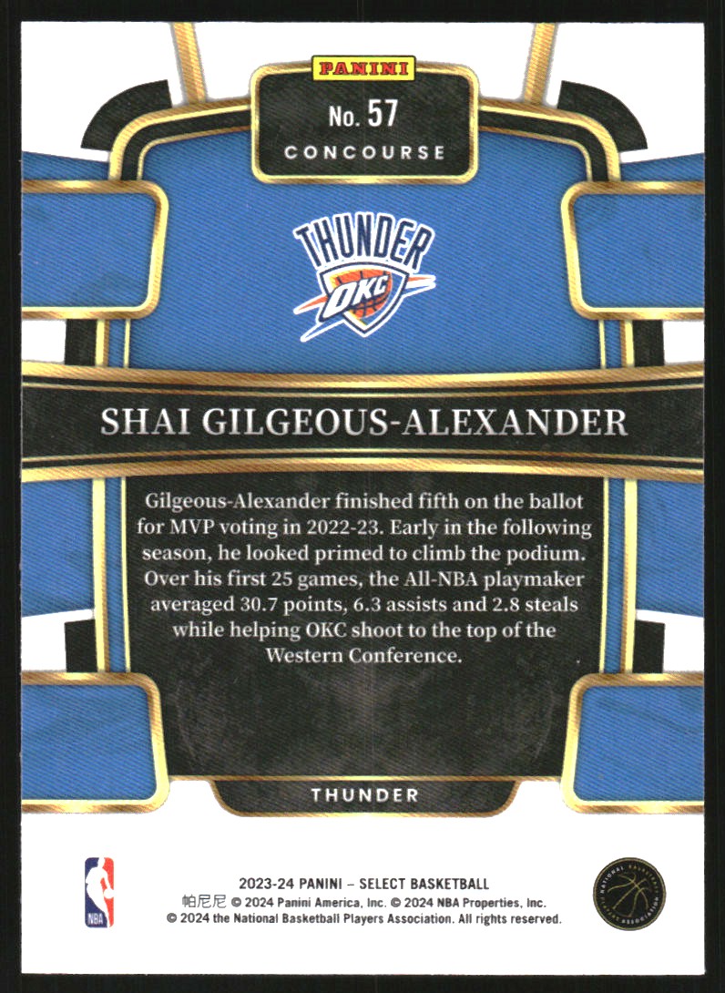 2023-24 Select Blue #57 Shai Gilgeous-Alexander