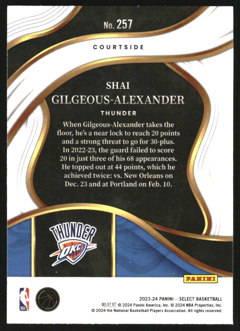 2023-24 Select Blue #257 Shai Gilgeous-Alexander