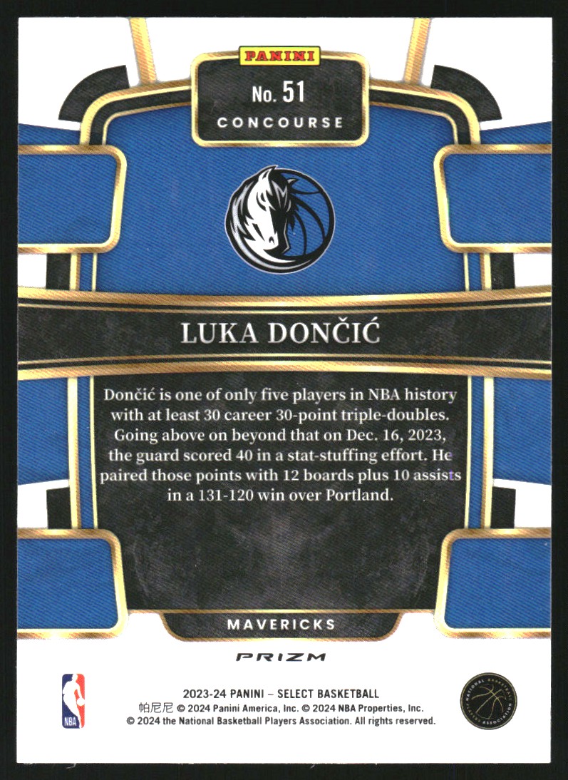 2023-24 Select Prizms Green White Purple #51 Luka Doncic