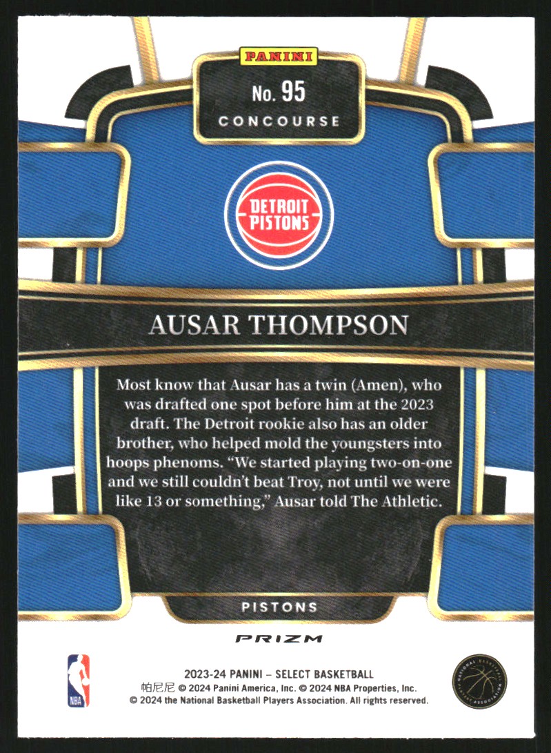 2023-24 Select Prizms Green White Purple #95 Ausar Thompson