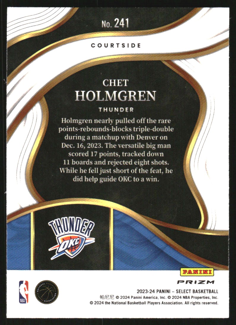 2023-24 Select Prizms Green White Purple #241 Chet Holmgren