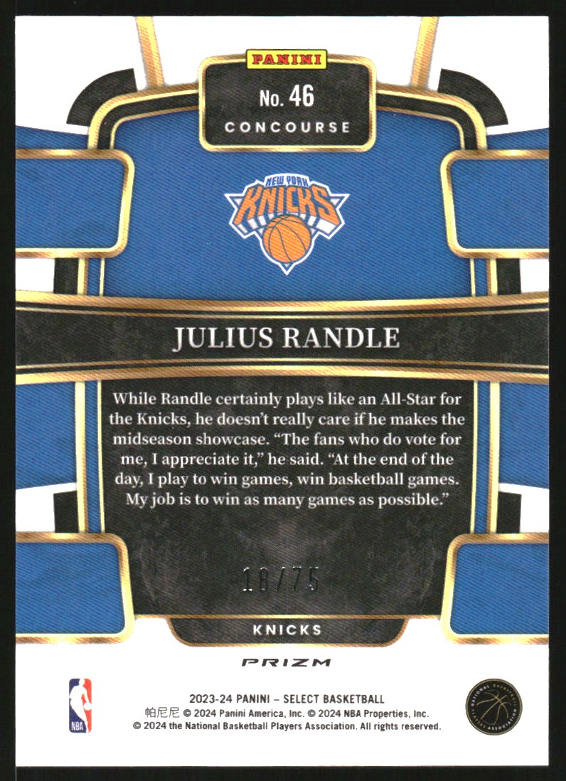 2023-24 Select Prizms White Disco #46 Julius Randle
