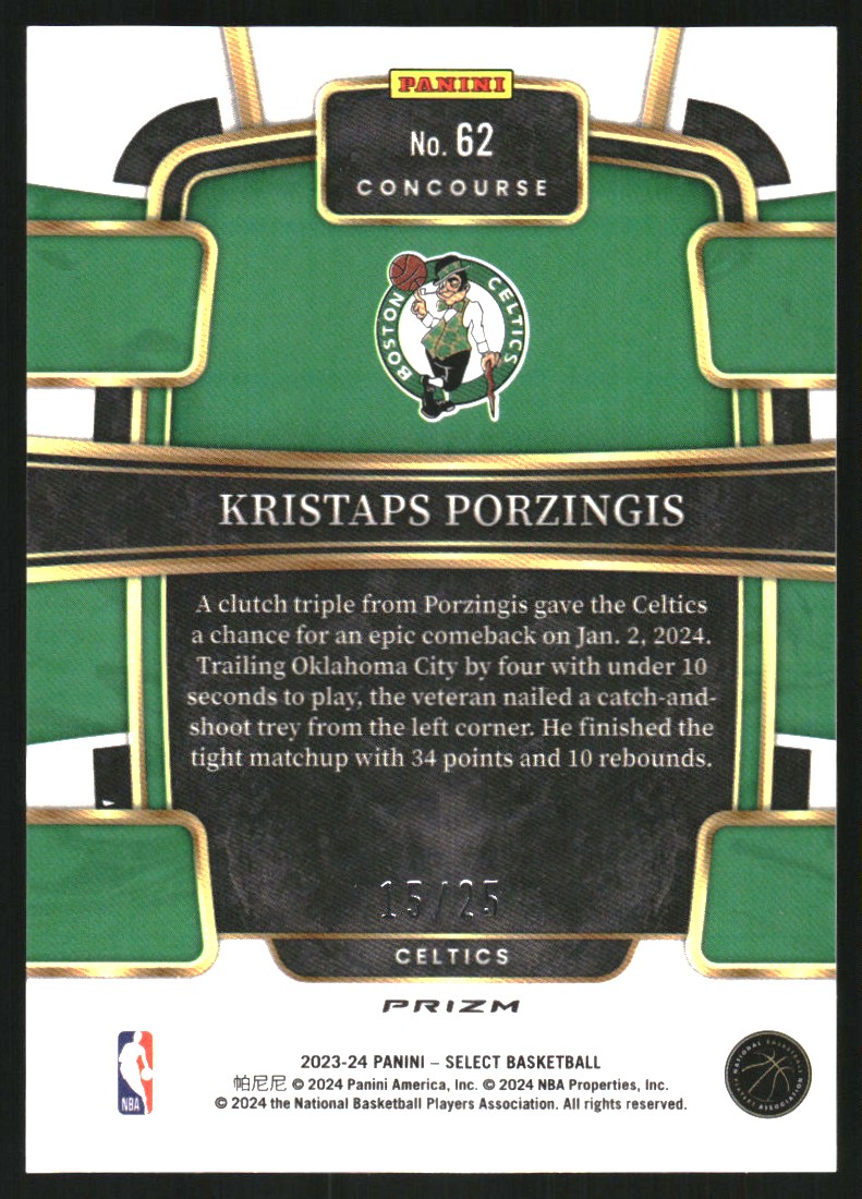 2023-24 Select Prizms Blue Disco #62 Kristaps Porzingis