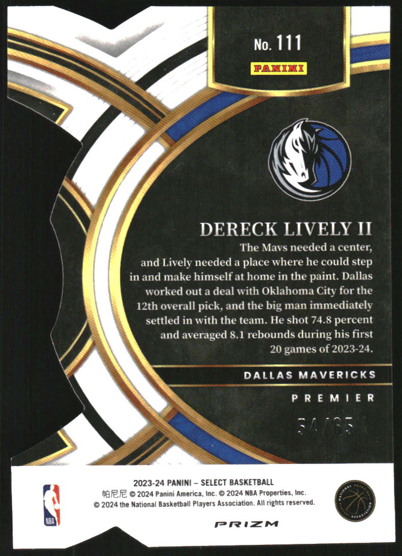 2023-24 Select Prizms Orange Die-Cut #111 Dereck Lively II /65