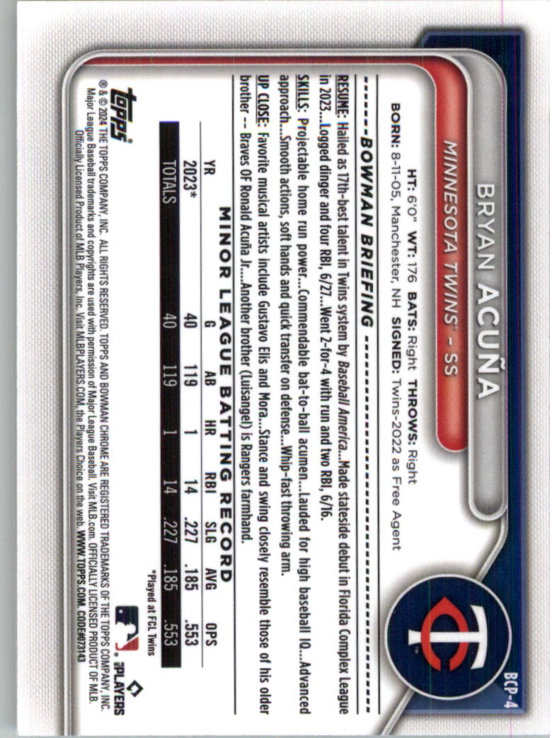 2024 Bowman Chrome Prospects Lunar Glow Refractors Baseball Card Pick (Inserts) - Picture 9 of 171