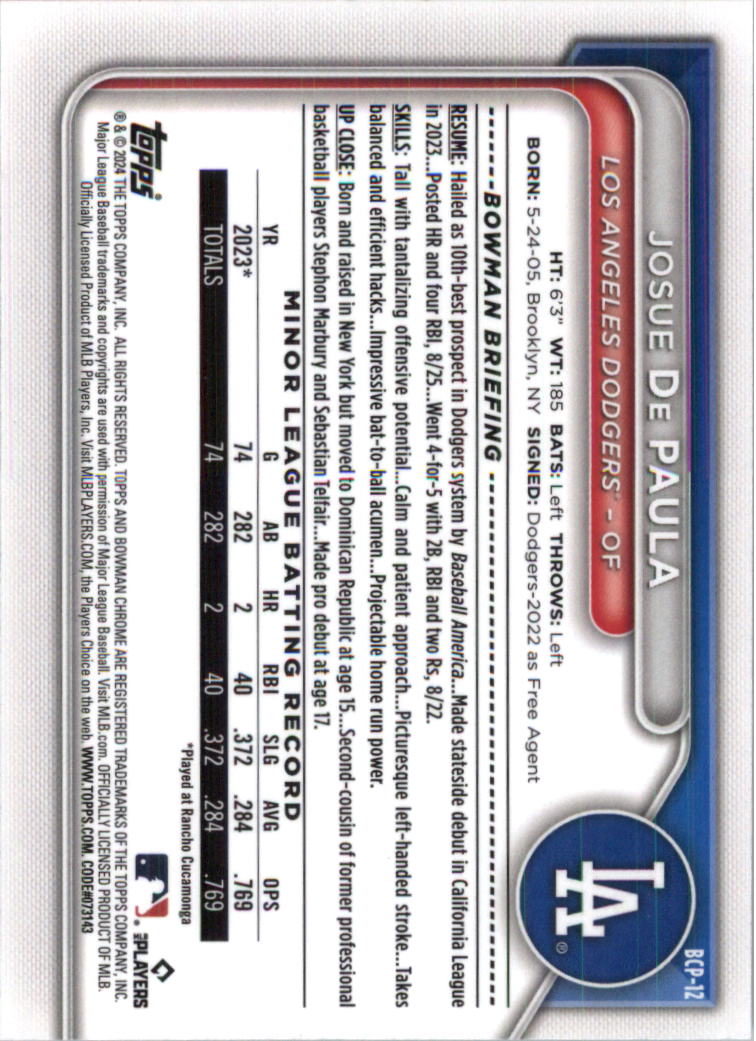 2024 Bowman Chrome Prospects Lunar Glow Refractors Baseball Card Pick (Inserts) - Picture 21 of 171