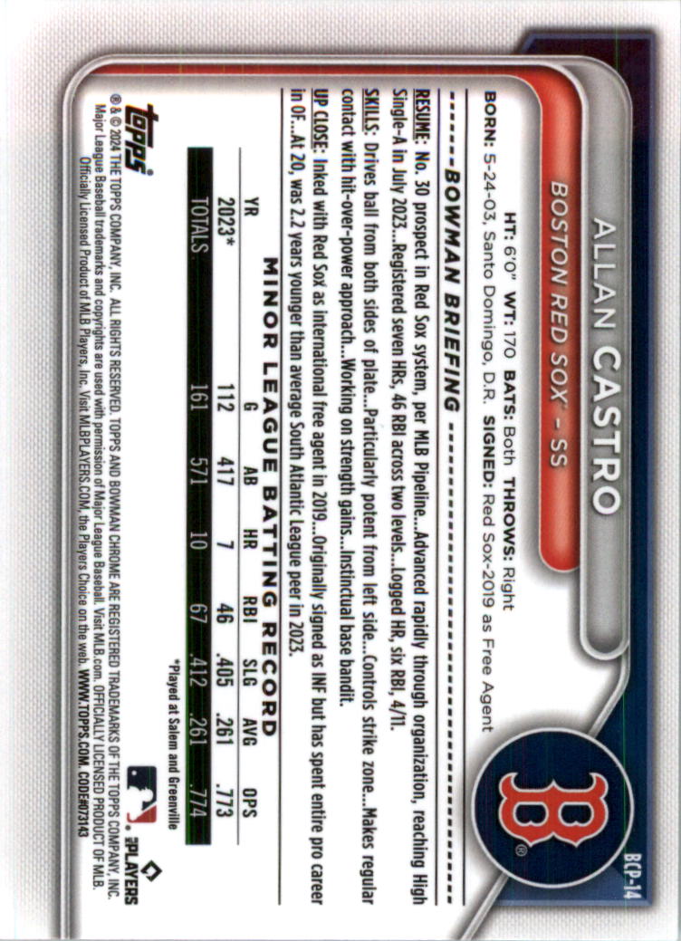 2024 Bowman Chrome Prospects Lunar Glow Refractors Baseball Card Pick (Inserts) - Picture 25 of 171