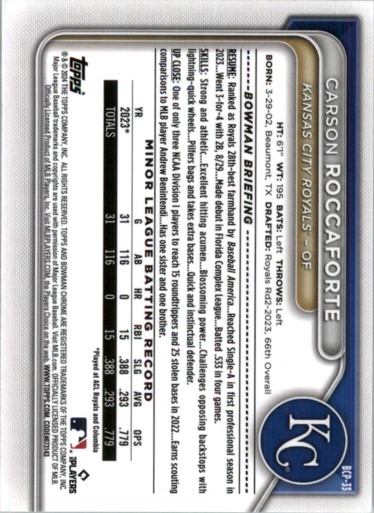 2024 Bowman Chrome Prospects Lunar Glow Refractors Baseball Card Pick (Inserts) - Picture 52 of 171