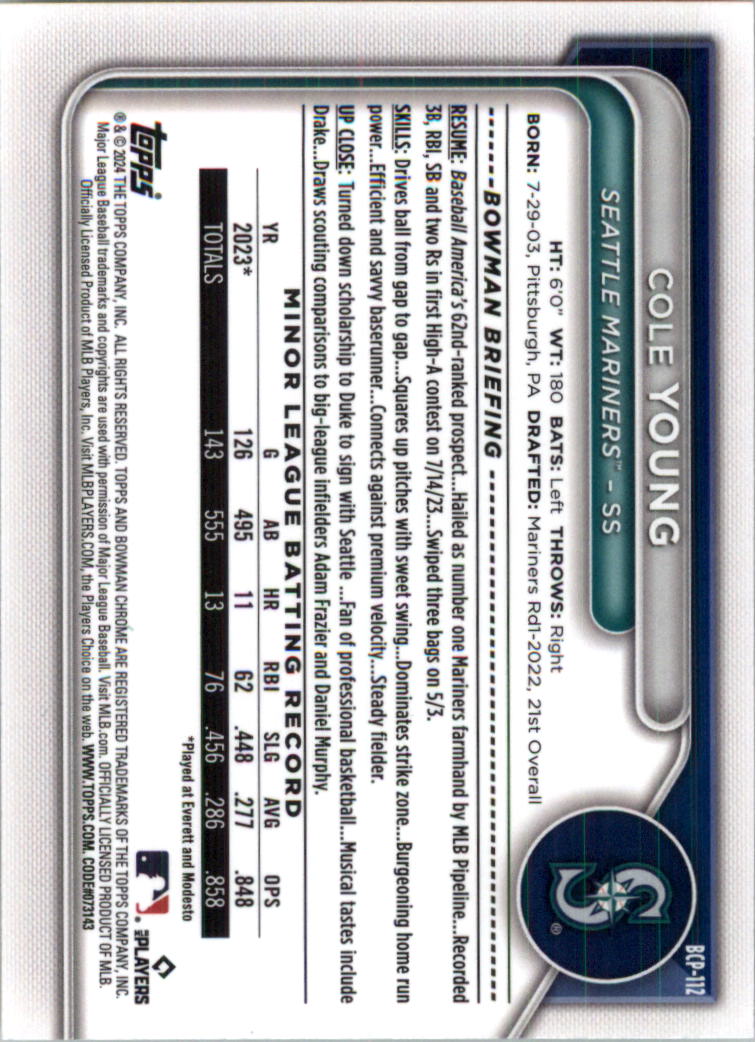 2024 Bowman Chrome Prospects Lunar Glow Refractors Baseball Card Pick (Inserts) - Picture 134 of 171