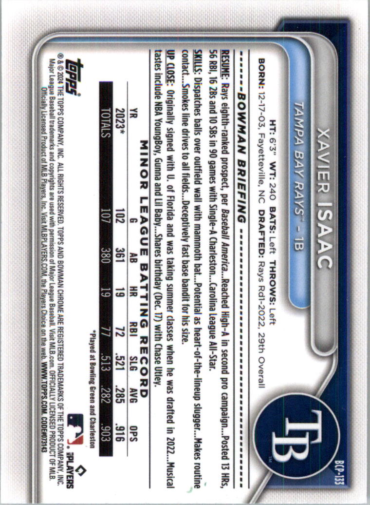 2024 Bowman Chrome Prospects Lunar Glow Refractors Baseball Card Pick (Inserts) - Picture 158 of 171