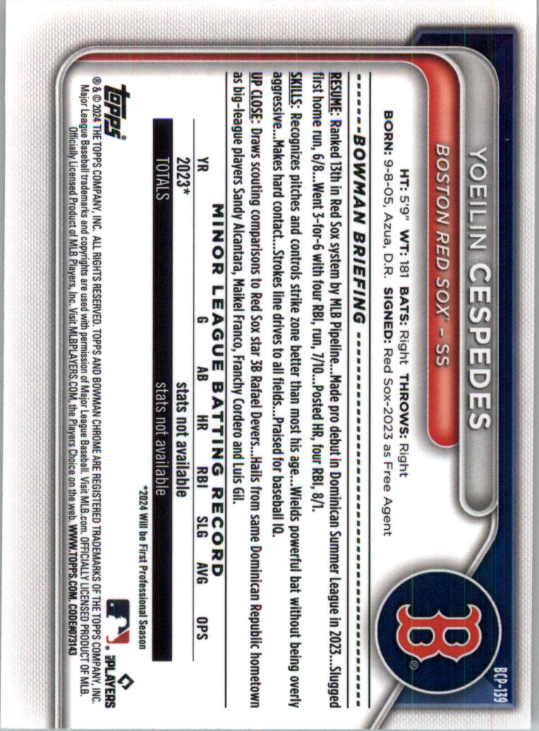 2024 Bowman Chrome Prospects Lunar Glow Refractors Baseball Card Pick (Inserts) - Picture 167 of 171
