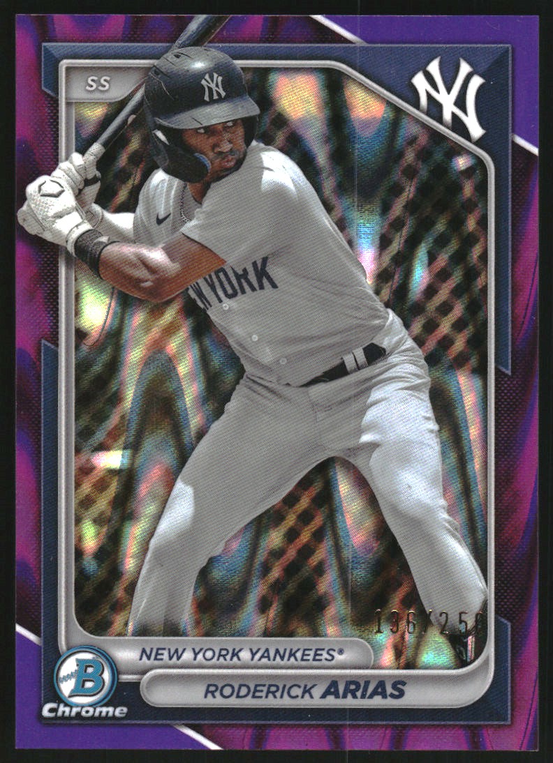 2024 Bowman Chrome Prospects Purple RayWave Refractors #BCP100 Roderick Arias
