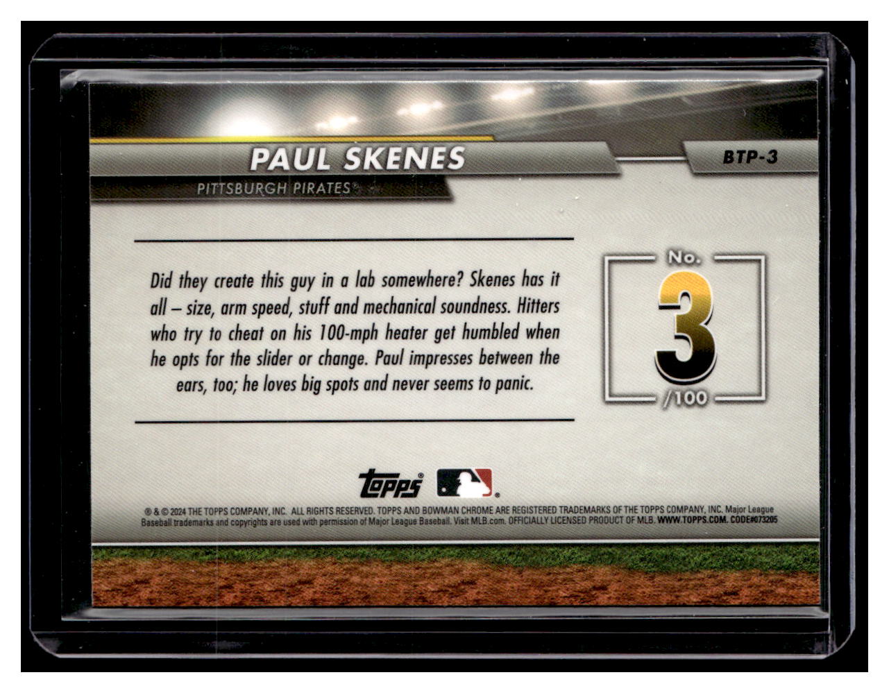 2024 Bowman Chrome Scouts Top 100 BTP3 Paul Skenes NMMT