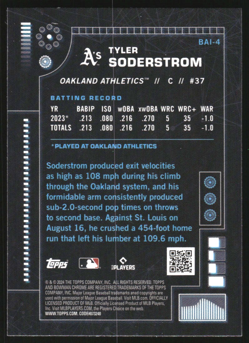 2024 Bowman Chrome Bowman AI #BAI4 Tyler Soderstrom