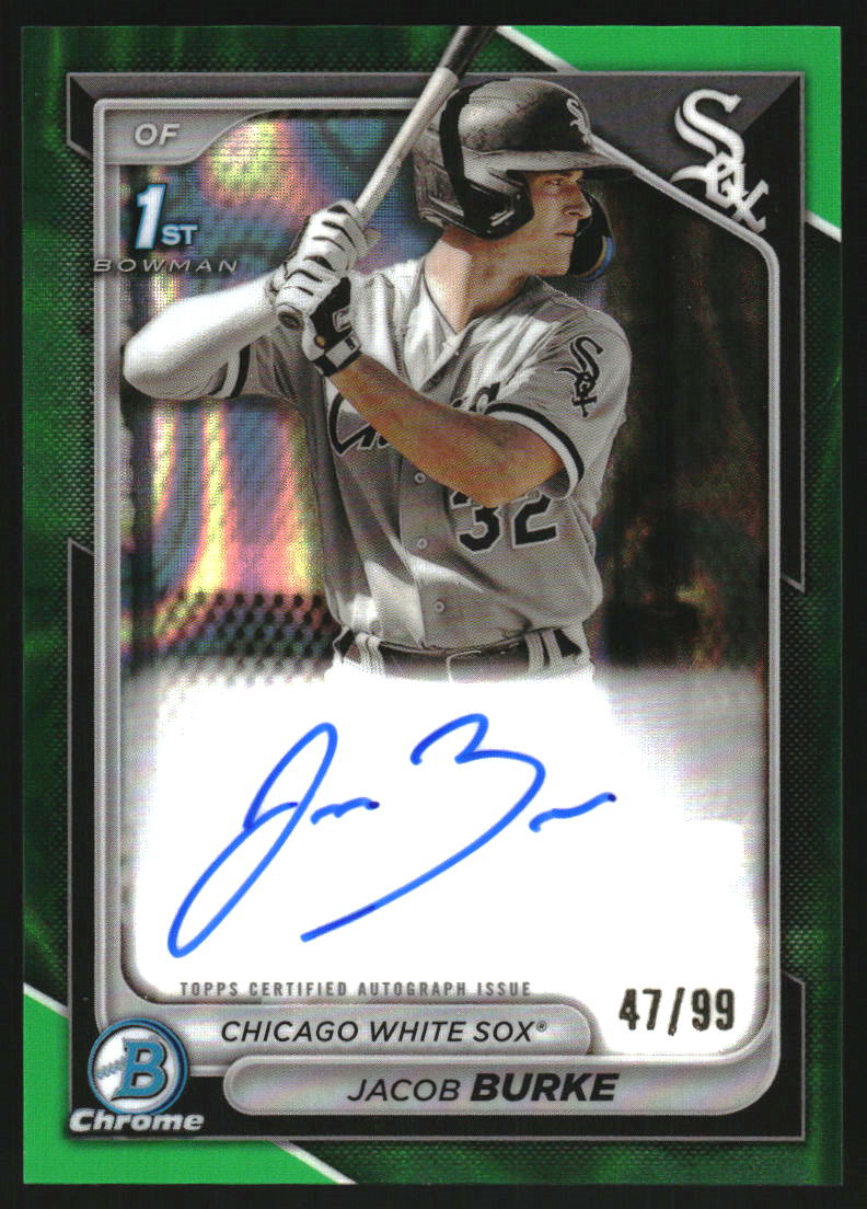 2024 Bowman Chrome Prospect Autographs Green Lava Refractors #CPAJB Jacob Burke Auto /99