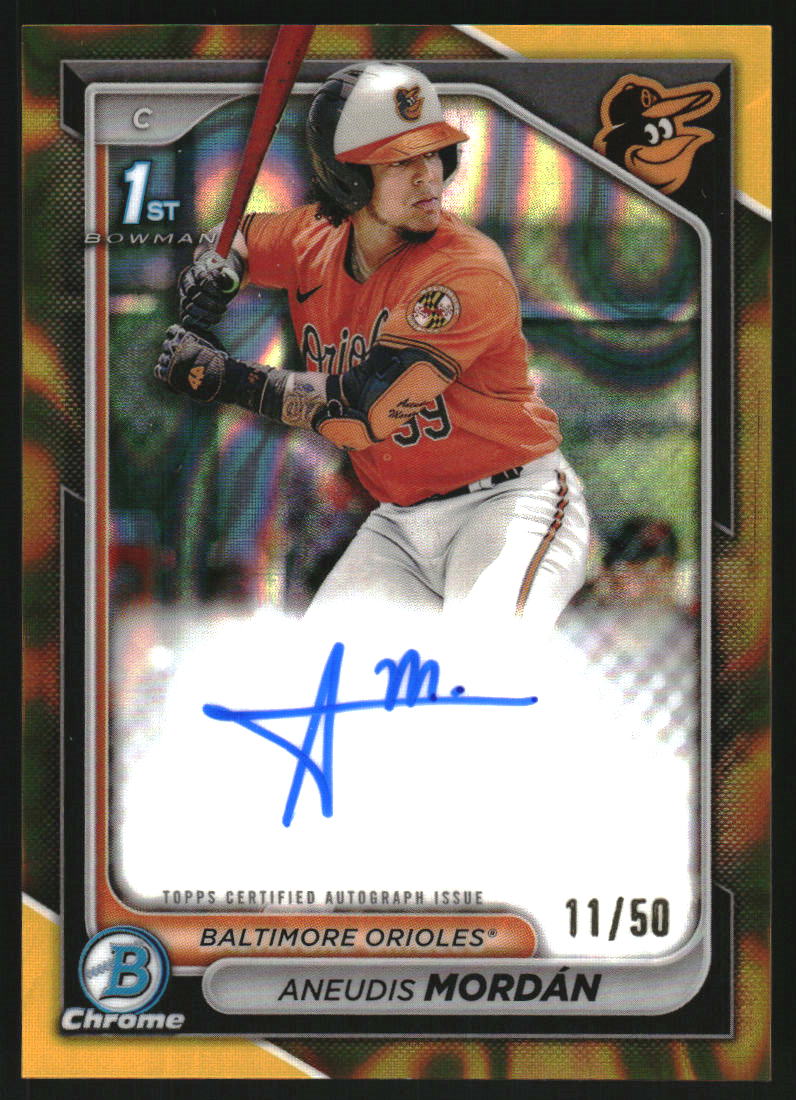 2024 Bowman Chrome Prospect Autographs Gold Lava Refractors #CPAAMO Aneudis Mordan Auto /50