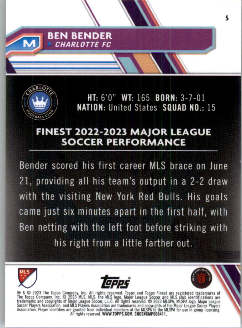 2023 Finest MLS Purple Refractors Soccer Card Pick (Inserts) - Picture 3 of 51