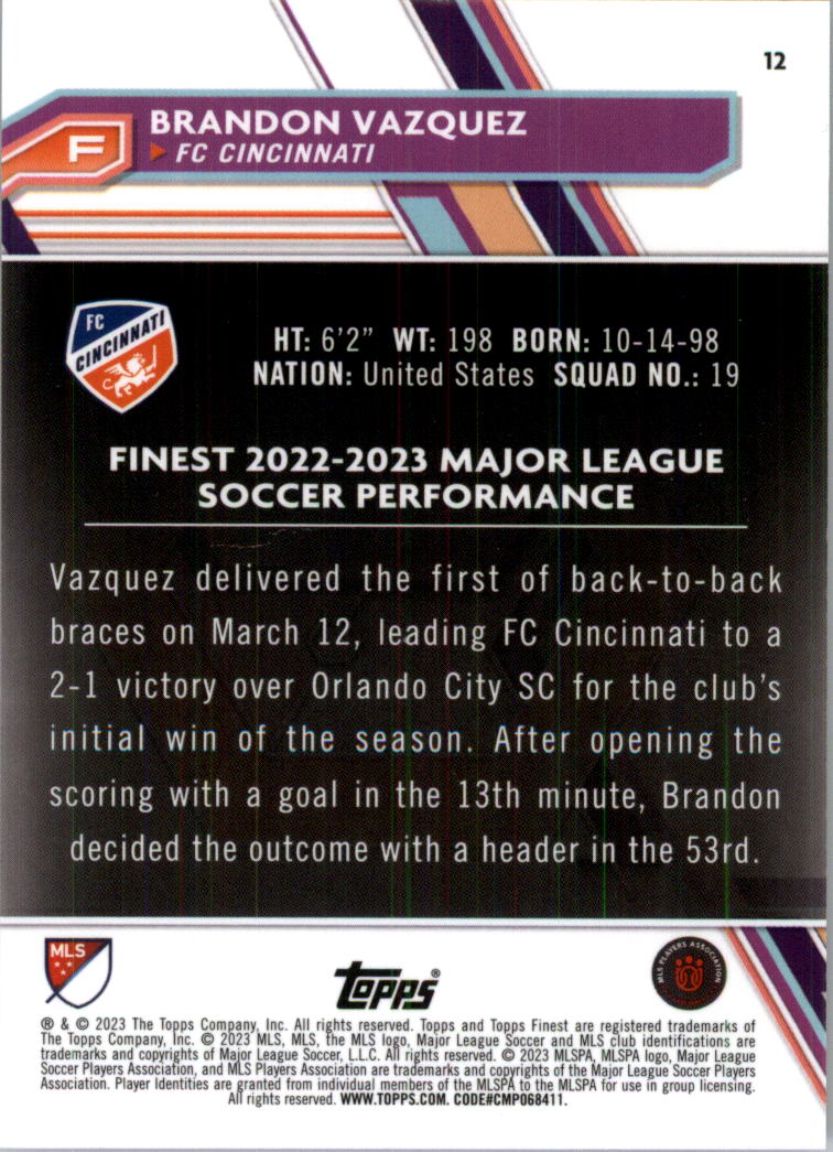 2023 Finest MLS Purple Refractors Soccer Card Pick (Inserts) - Picture 7 of 51