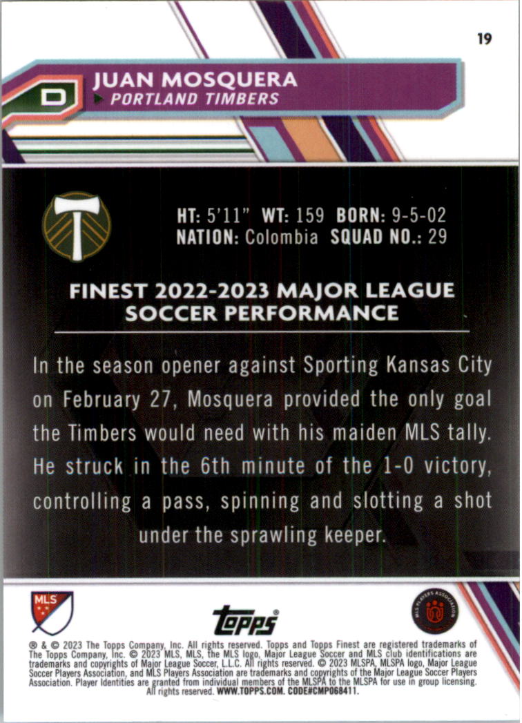 2023 Finest MLS Purple Refractors Soccer Card Pick (Inserts) - Picture 11 of 51