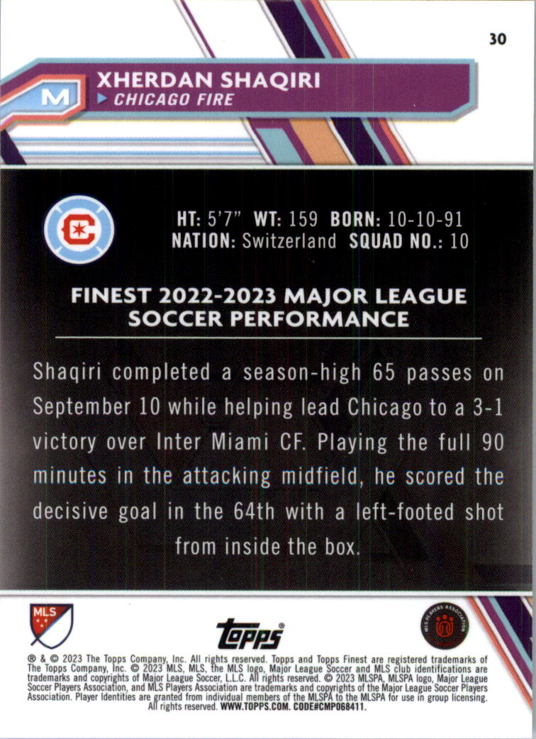 2023 Finest MLS Purple Refractors Soccer Card Pick (Inserts) - Picture 19 of 51