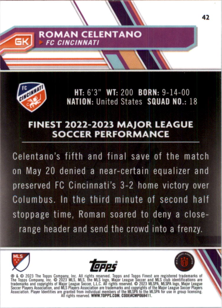 2023 Finest MLS Purple Refractors Soccer Card Pick (Inserts) - Picture 21 of 51