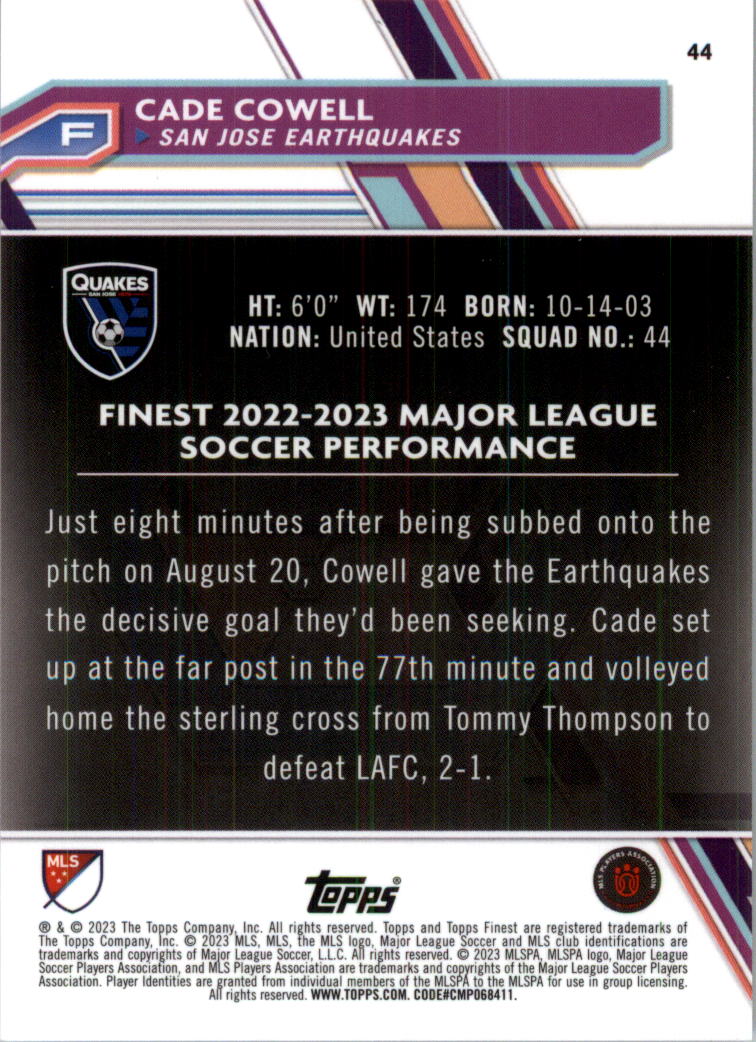 2023 Finest MLS Purple Refractors Soccer Card Pick (Inserts) - Picture 23 of 51