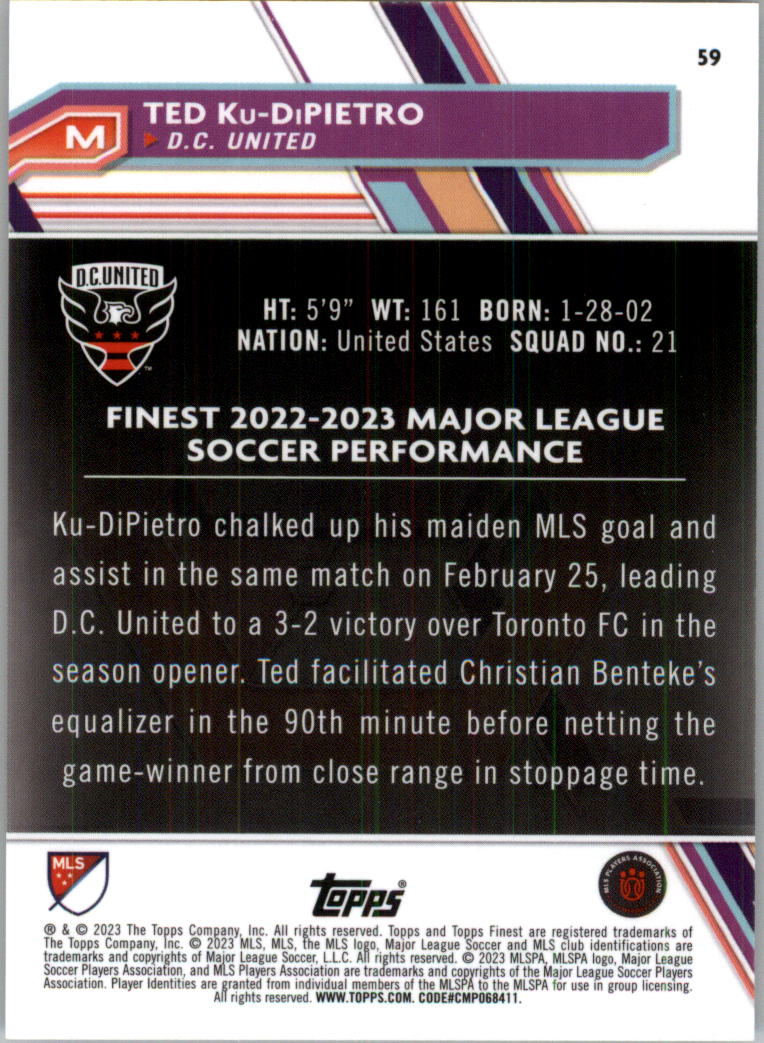 2023 Finest MLS Purple Refractors Soccer Card Pick (Inserts) - Picture 27 of 51