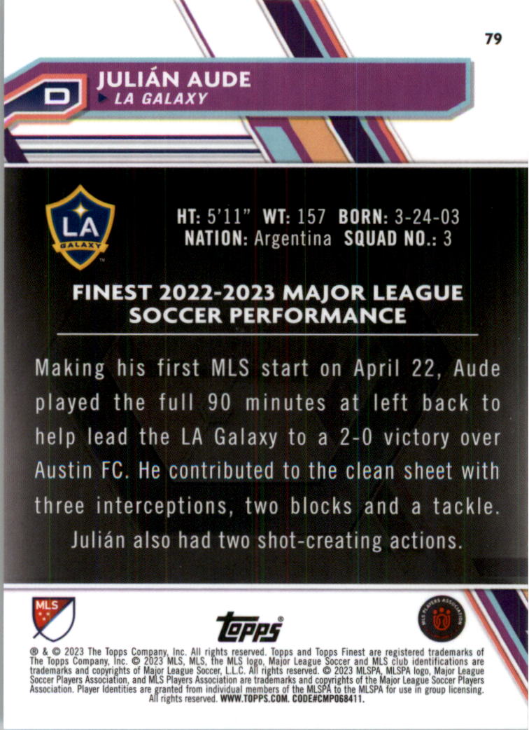 2023 Finest MLS Purple Refractors Soccer Card Pick (Inserts) - Picture 35 of 51