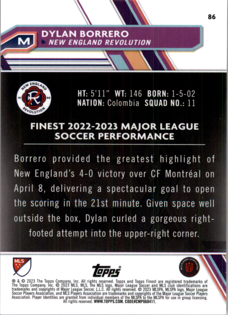 2023 Finest MLS Purple Refractors Soccer Card Pick (Inserts) - Picture 39 of 51