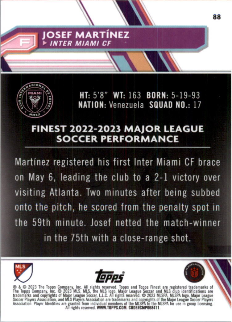 2023 Finest MLS Purple Refractors Soccer Card Pick (Inserts) - Picture 41 of 51