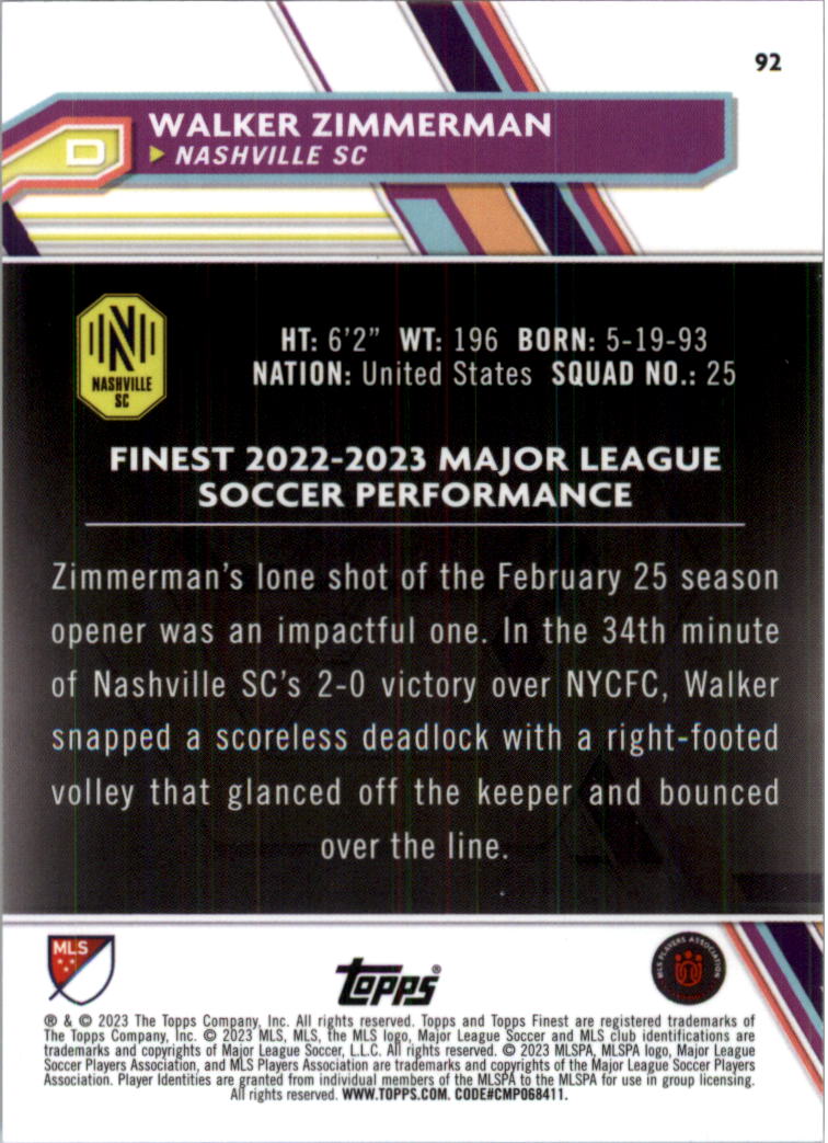 2023 Finest MLS Purple Refractors Soccer Card Pick (Inserts) - Picture 45 of 51