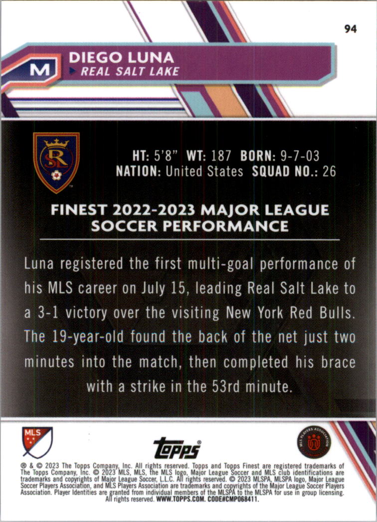 2023 Finest MLS Purple Refractors Soccer Card Pick (Inserts) - Picture 47 of 51