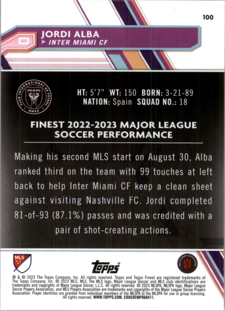 2023 Finest MLS Purple Refractors Soccer Card Pick (Inserts) - Picture 51 of 51