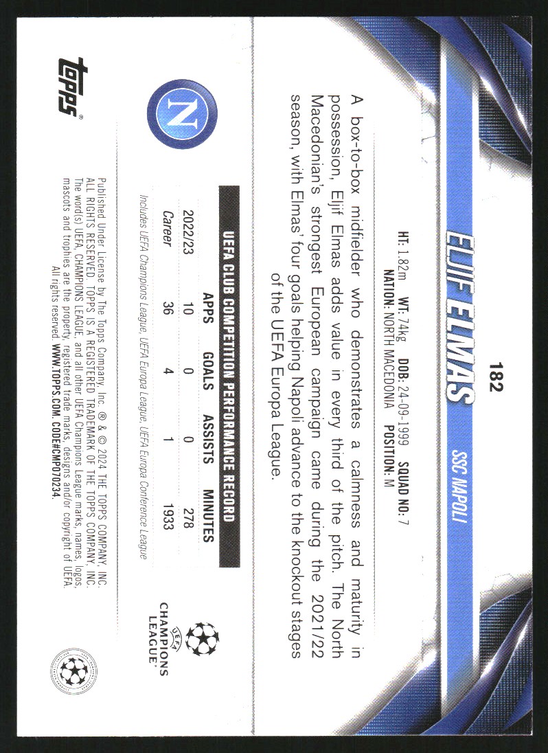 2023-24 Topps UEFA Club Competitions #182 Eljif Elmas