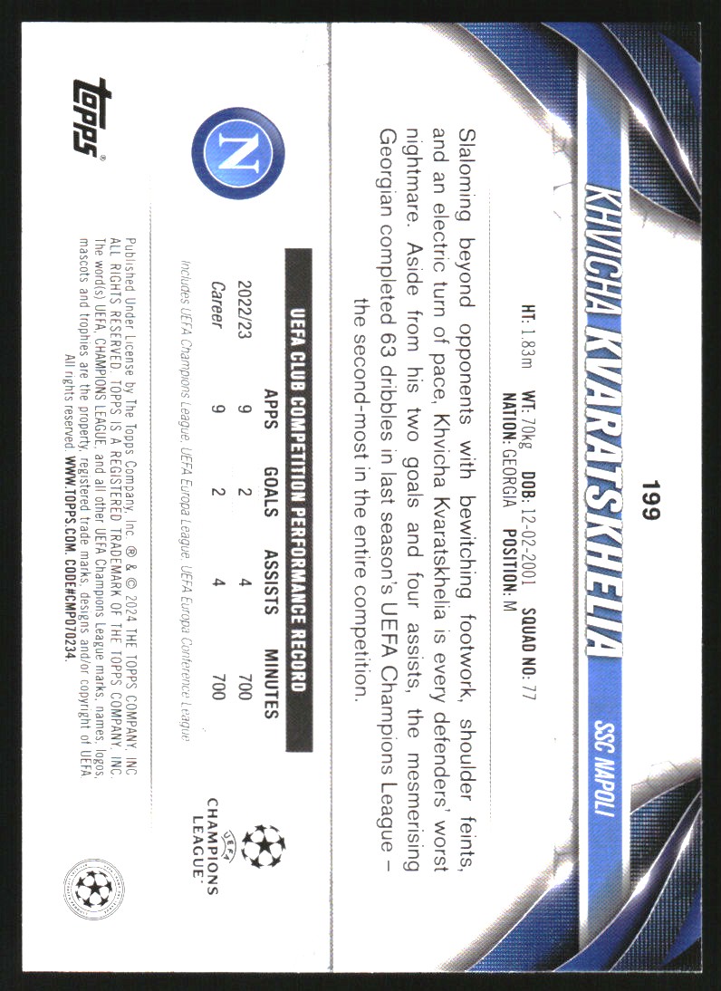 2023-24 Topps UEFA Club Competitions Inferno Foil #199 Khvicha Kvaratskhelia