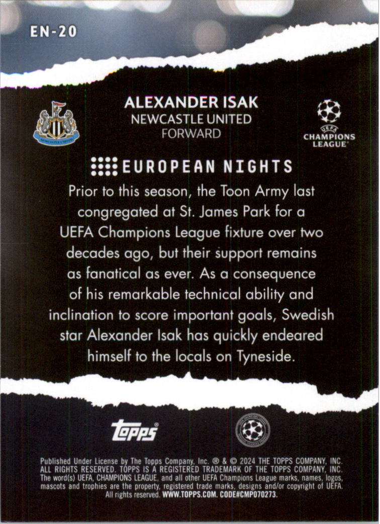 2023-24 Topps UEFA Club Competitions European Nights Soccer Card Pick (Inserts) - Picture 39 of 57