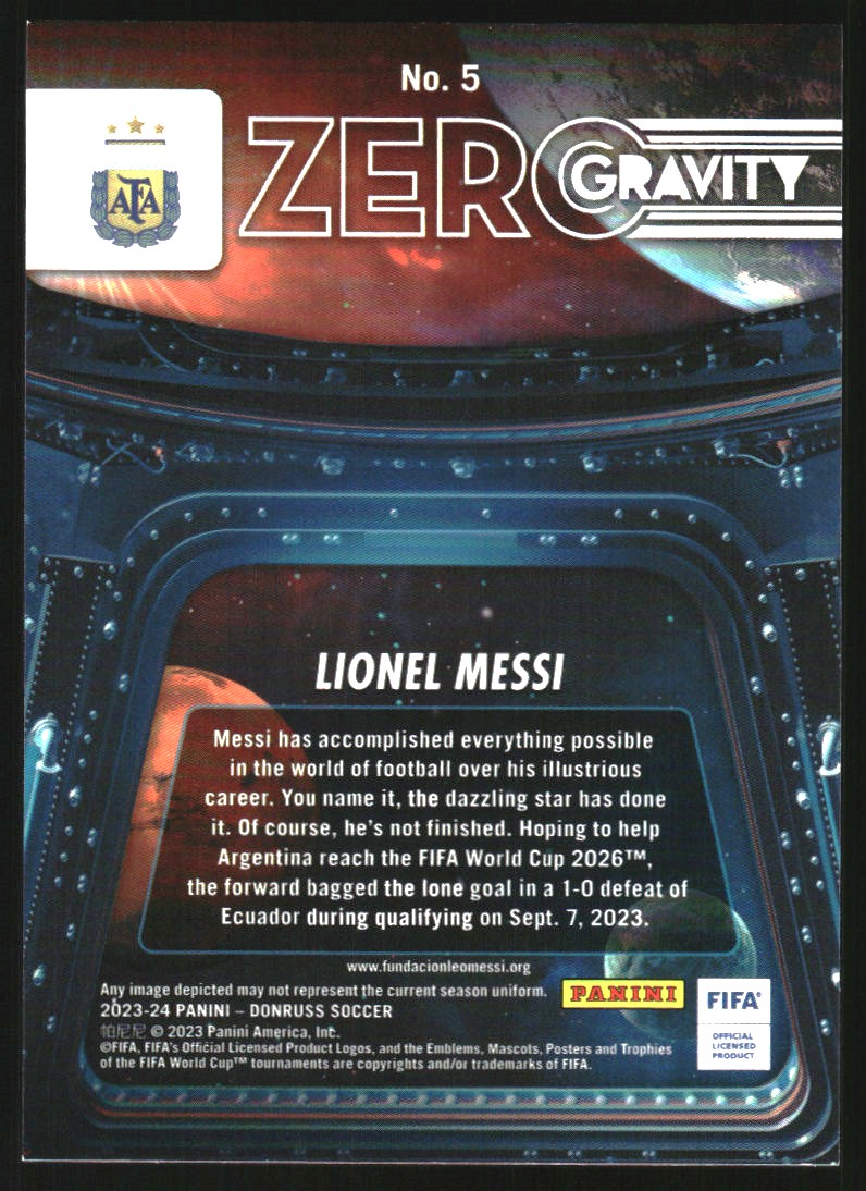 2023-24 Donruss Zero Gravity #5 Lionel Messi back image
