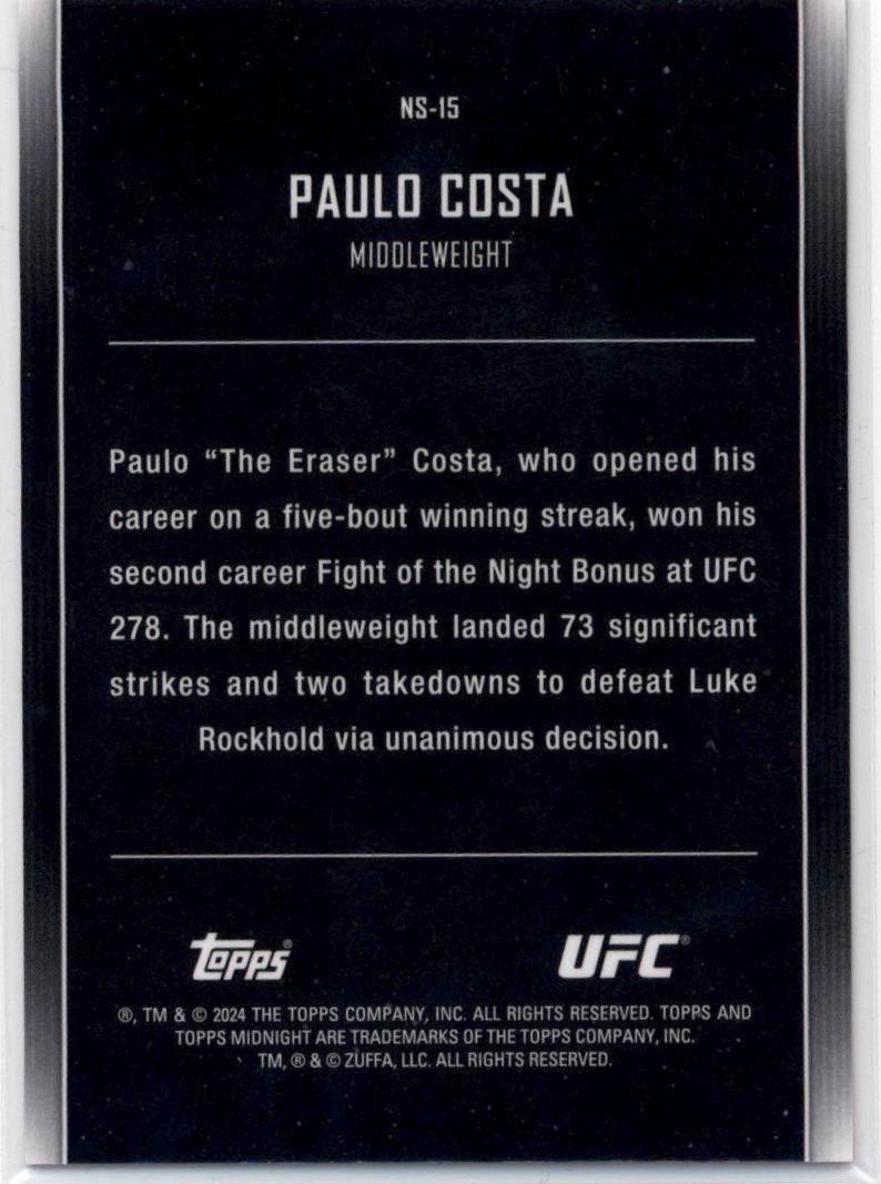 2024 Topps Midnight UFC Night Stars #NS15 Paulo Costa back image