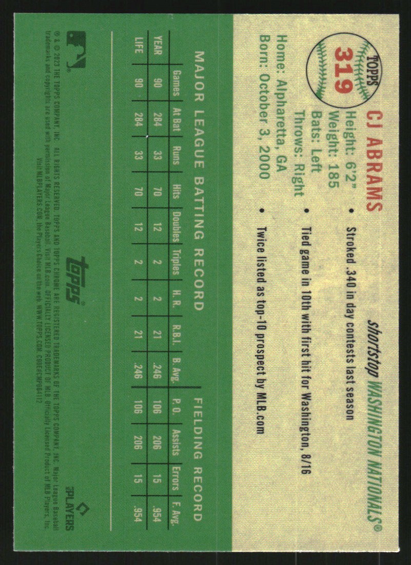 2023 Topps Chrome Platinum Anniversary #319 CJ Abrams