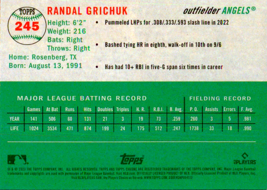2023 Topps cromo platino aniversario platino toile refractores blanco verde - Imagen 5 de 15