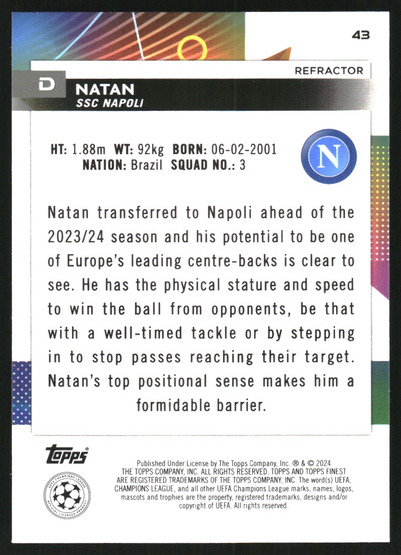 2023-24 Finest UEFA Club Competitions Refractors #43 Natan