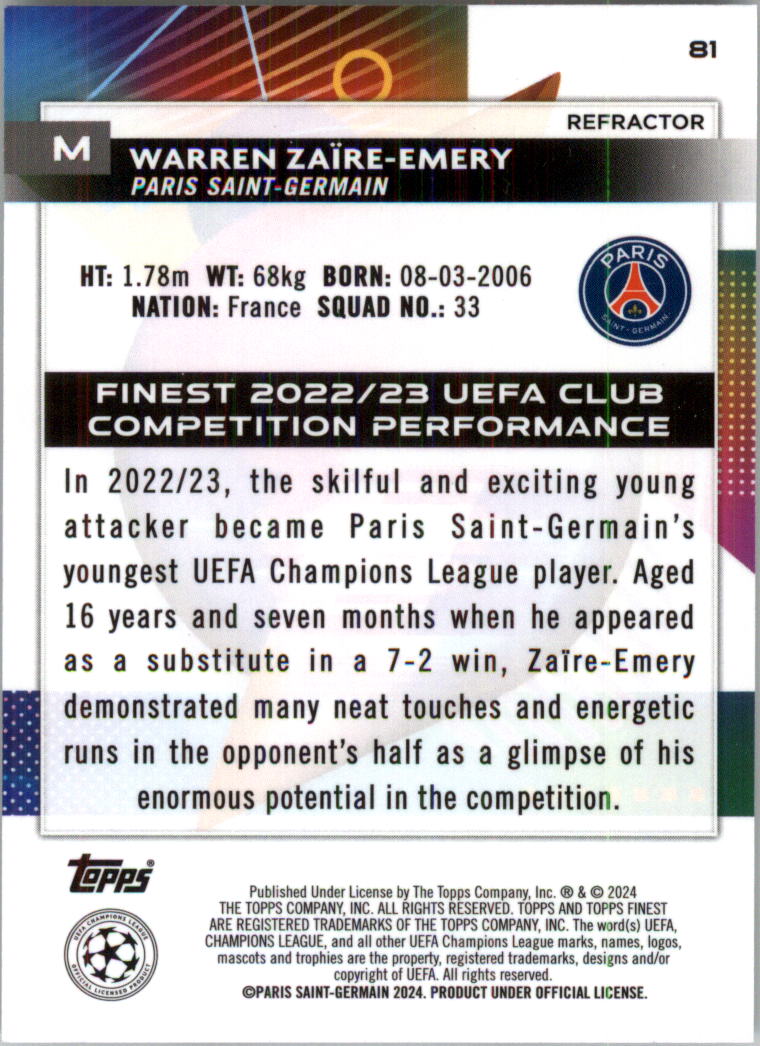 2023-24 Finest UEFA Club Competitions Refractors Soccer Card Pick (Inserts)