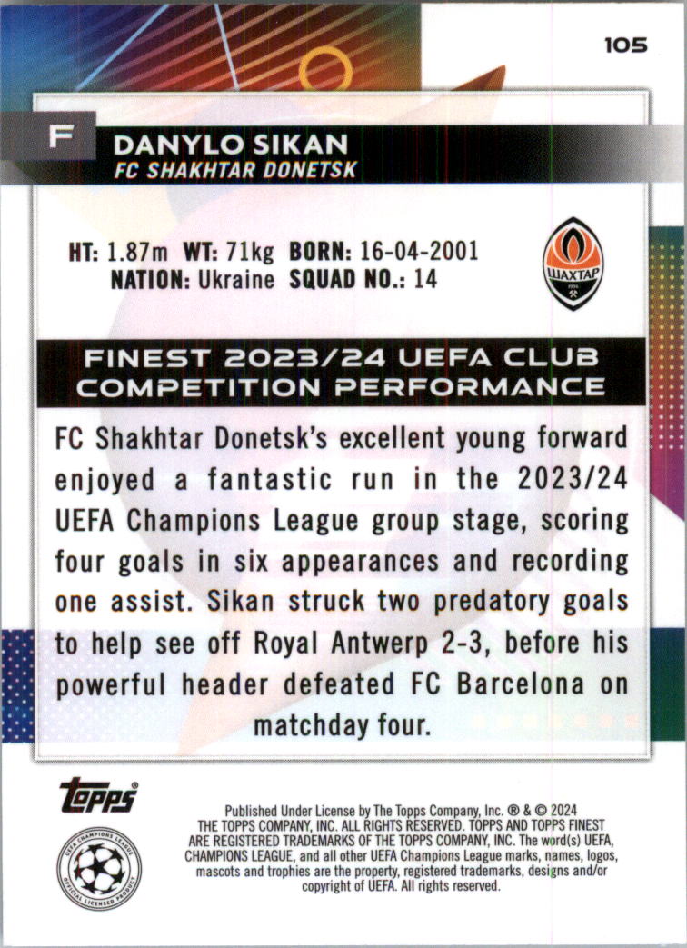 2023-24 Finest UEFA Club Competitions Purple Ref Soccer Card Pick (Inserts) - Picture 53 of 65
