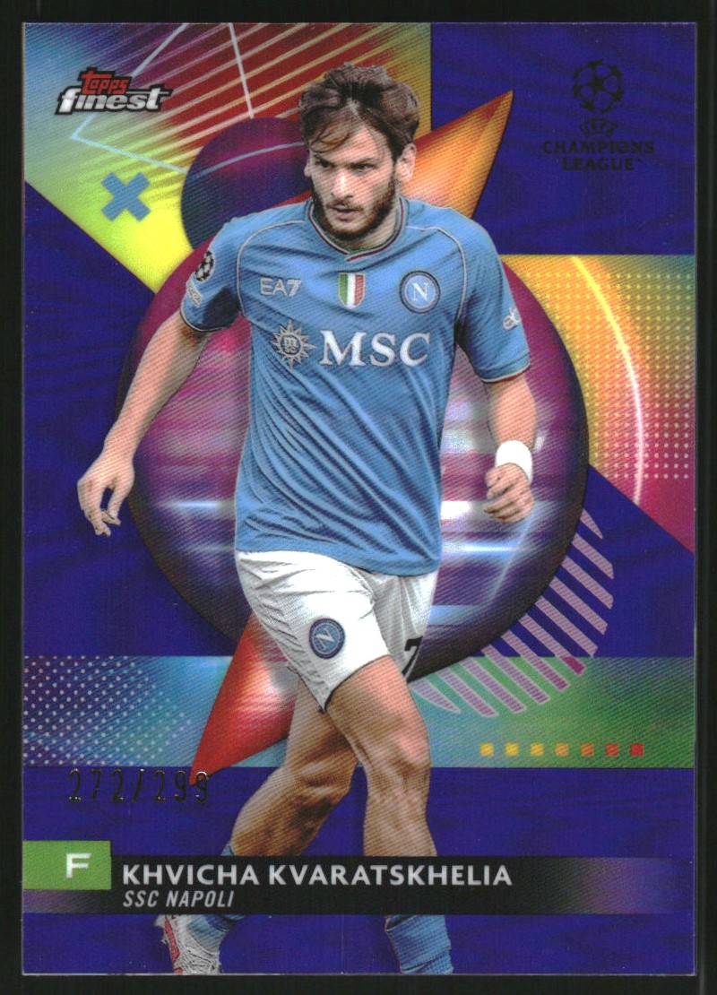 2023-24 Finest UEFA Club Competitions Purple Refractors #111 Khvicha Kvaratskhelia