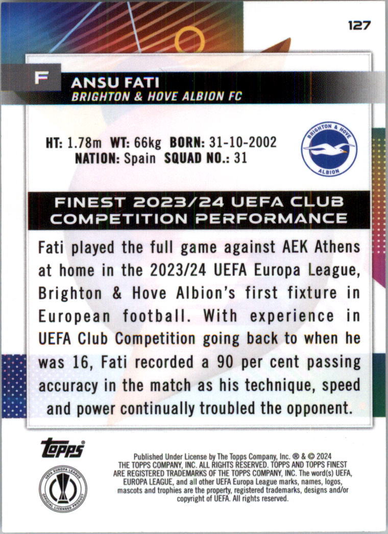 2023-24 Finest UEFA Club Competitions Purple Ref Soccer Card Pick (Inserts) - Picture 57 of 65