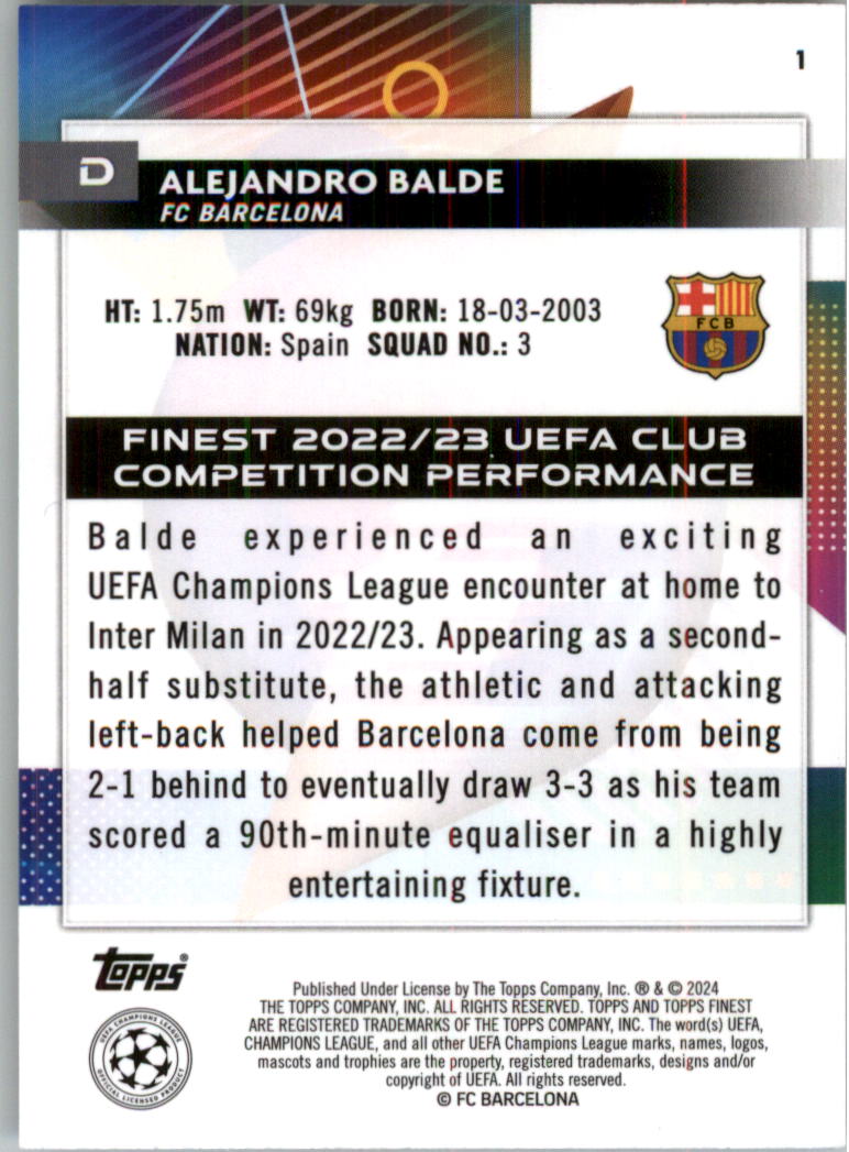 2023-24 Finest UEFA Club Competitions Sky Blue Ref Soccer Card Pick (Inserts) - Picture 3 of 57