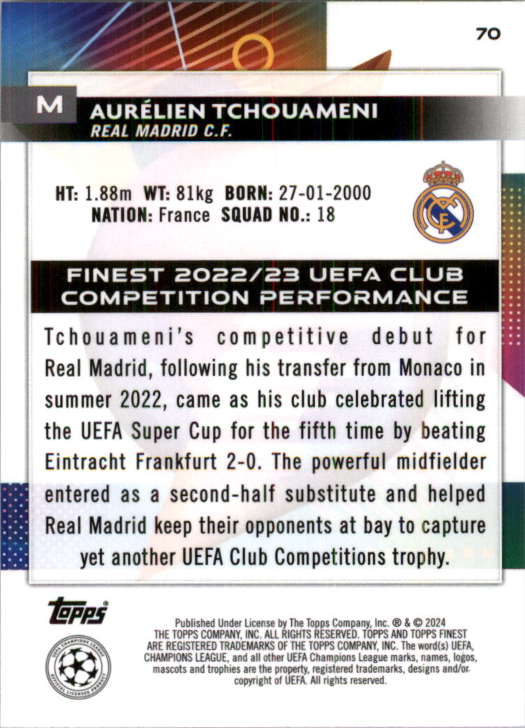 2023-24 Finest UEFA Club Competitions Sky Blue Ref Soccer Card Pick (Inserts) - Picture 31 of 57
