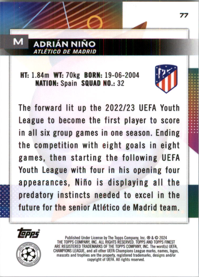 2023-24 Finest UEFA Club Competitions Sky Blue Ref Soccer Card Pick (Inserts) - Picture 33 of 57